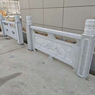 阜新芝麻白河道栏杆 石材栏杆
