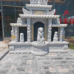 阜新芝麻白中国黑石材套墓 花岗岩墓碑