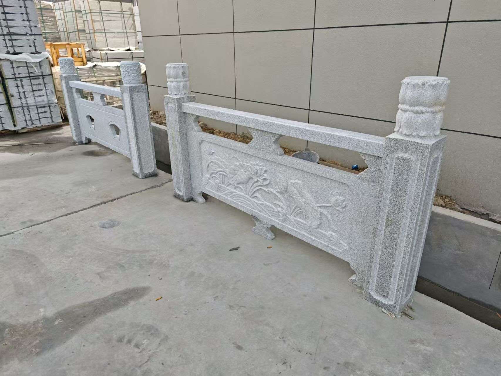 阜新芝麻白河道栏杆 石材栏杆